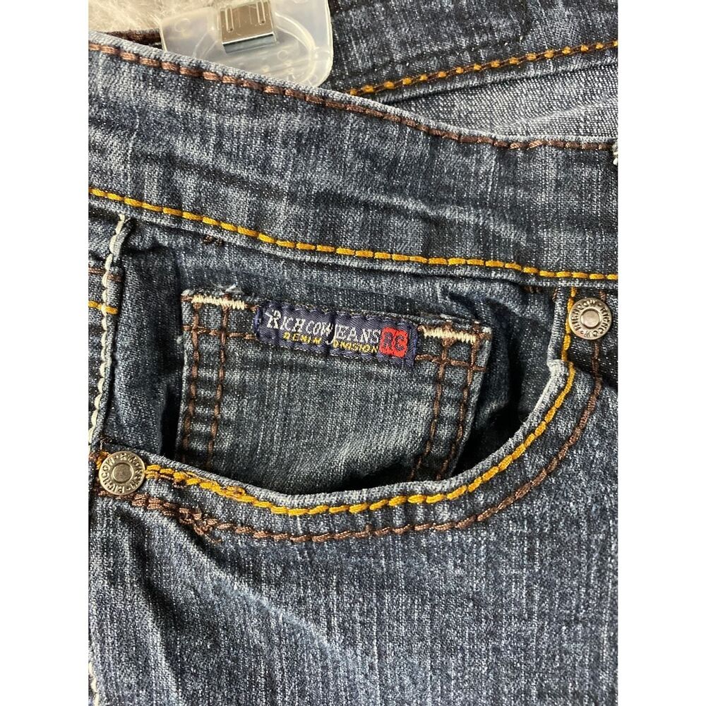 Rich Cow Jeans Women's 28x30 Skinny Distressed Embroidered Bling Pocket Y2K - Picture 5 of 11